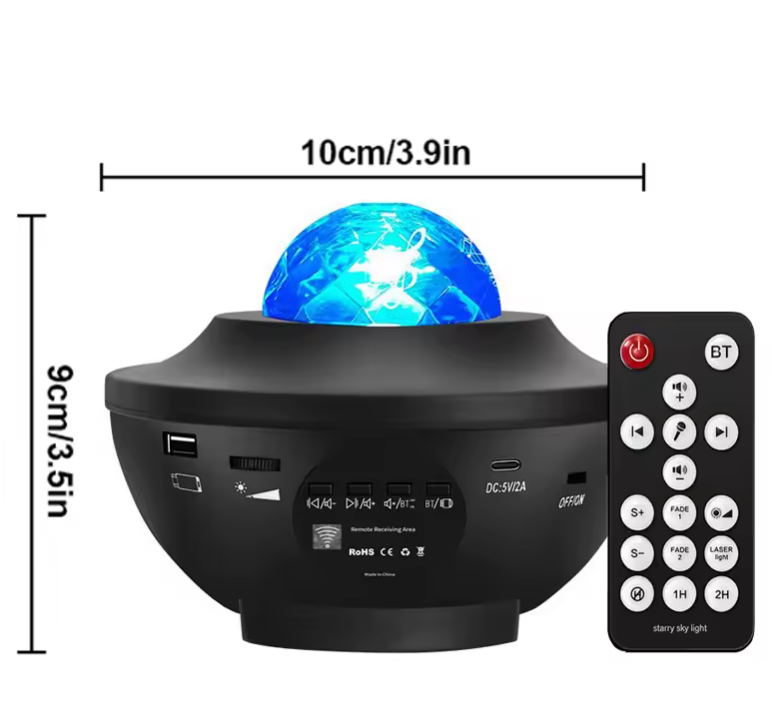 Proyector LED de estrella y galaxia, luz nocturna de ola de mar, decoración de habitación, cielo estrellado giratorio, proyectores románticos
